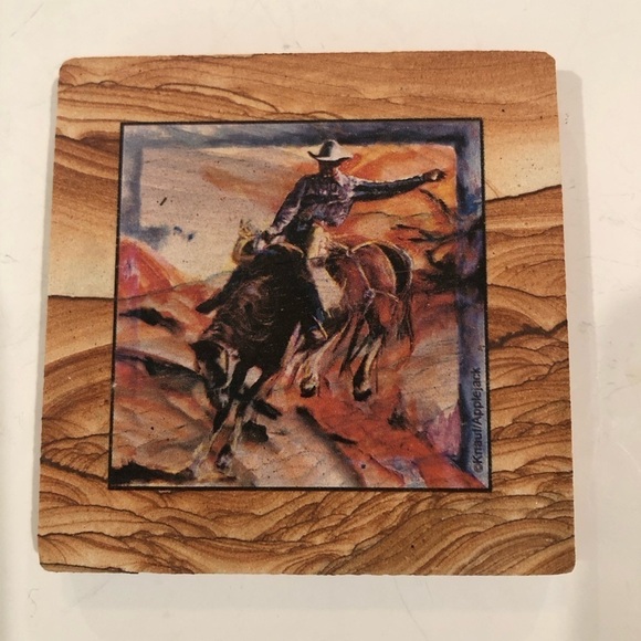Thirstystone set of 4 western themed coasters. 4”x4”. - Picture 4 of 6